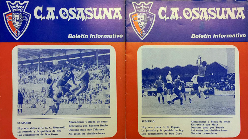 Portadas de los boletines informativos de Osasuna en la temporada 1976-77 en tercera división