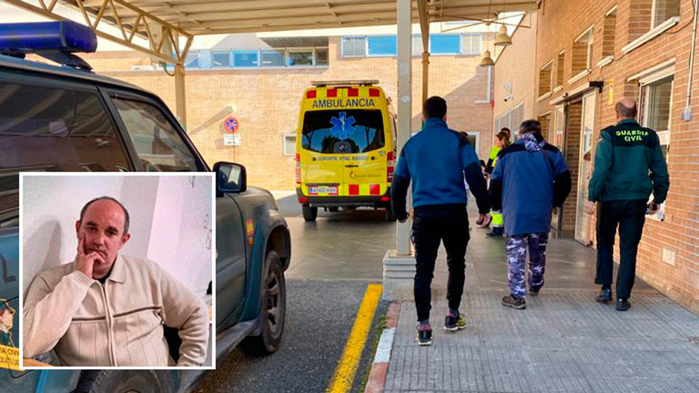 Momento en el que han trasladado al hombre desaparecido en Azagra al hospital García Orcoyen de Estella. GUARDIA CIVIL