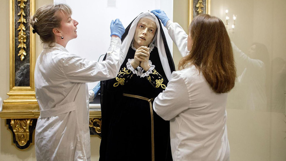 El Ayuntamiento de Pamplona inicia la restauración de la imagen de La Dolorosa y de sus andas procesionales. AYUNTAMIENTO DE PAMPLONA