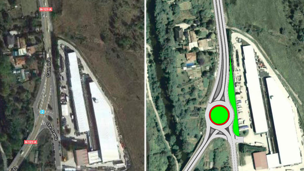 Imagen de como será el cruce de la N-121-A con una rotonda en Sorauren Norte GOBIERNO DE NAVARRA
