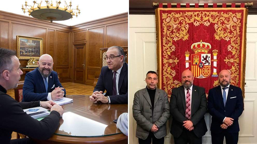 Miembros de la AVT se han reunido con el delegado del Gobierno en Navarra, José Luis Arasti y el alcalde de Pamplona, Enrique Maya. CEDIDAS
