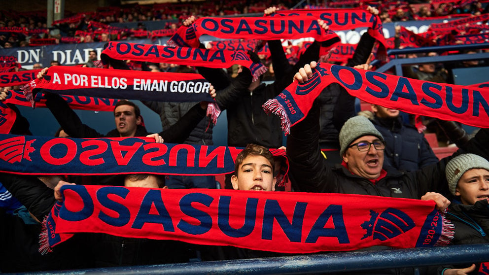 La grada de Osasuna durante el partido contra el Espanyol. Miguel Osés