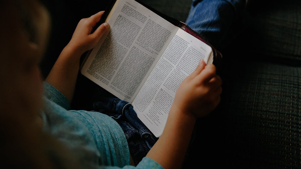 Una chica lee un libro durante los días de confinamiento en casa con motivo de la crisis del coronavirus