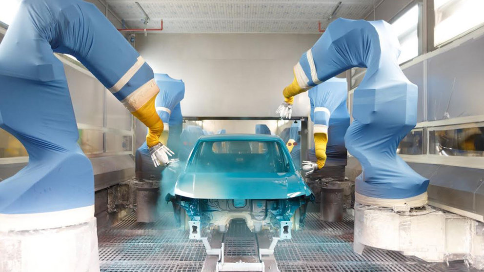 Cadena de montaje de vehículos en la planta navarra de Volkswagen CEDIDA