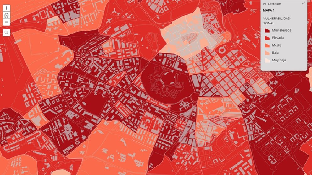 Mapa de las zonas más vulnerables de Pamplona por barrios. UNIVERSIDAD DE NAVARRA