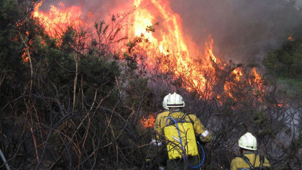 Varios bomberos combaten contra un incendio registrado en Baztán GOBIERNO DE NAVARRA