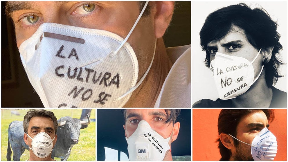 Los toreros han mostrado imágenes con mascarillas con el texto La Cultura no se censura.