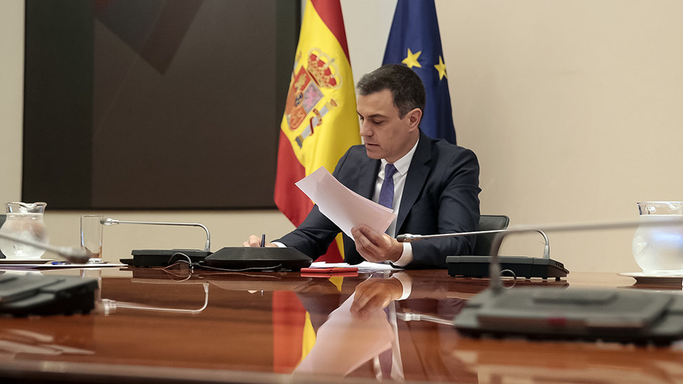 El presidente del Gobierno, Pedro Sánchez, se reúne por videoconferencia con los presidentes autonómicos, en Madrid (España) a 24 de mayo de 2020.

24 MAYO 2020;MADRID;MONCLOA;CORONAVIRUS;COVID-19;EPIDEMIA;PANDEMIA

24/5/2020