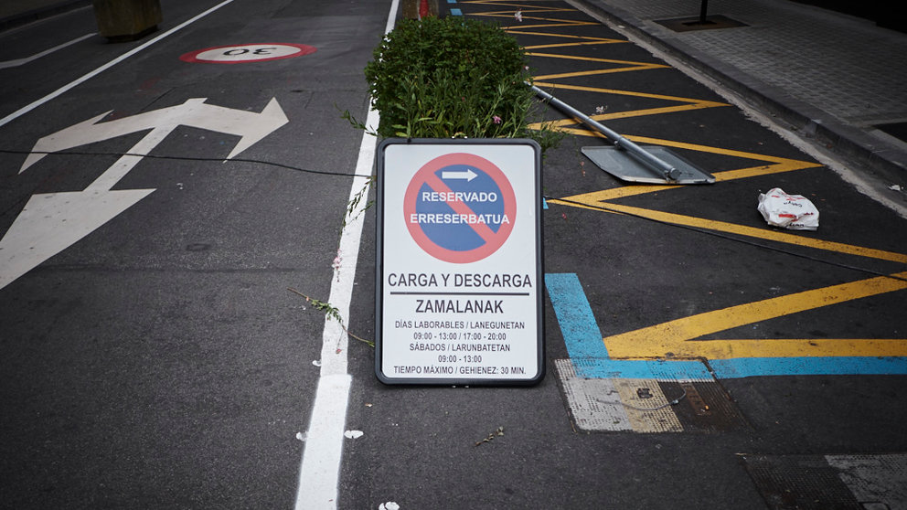 Cambios de tráfico tras la peatonalización de la Calle Amaya de Pamplona. PABLO LASAOSA