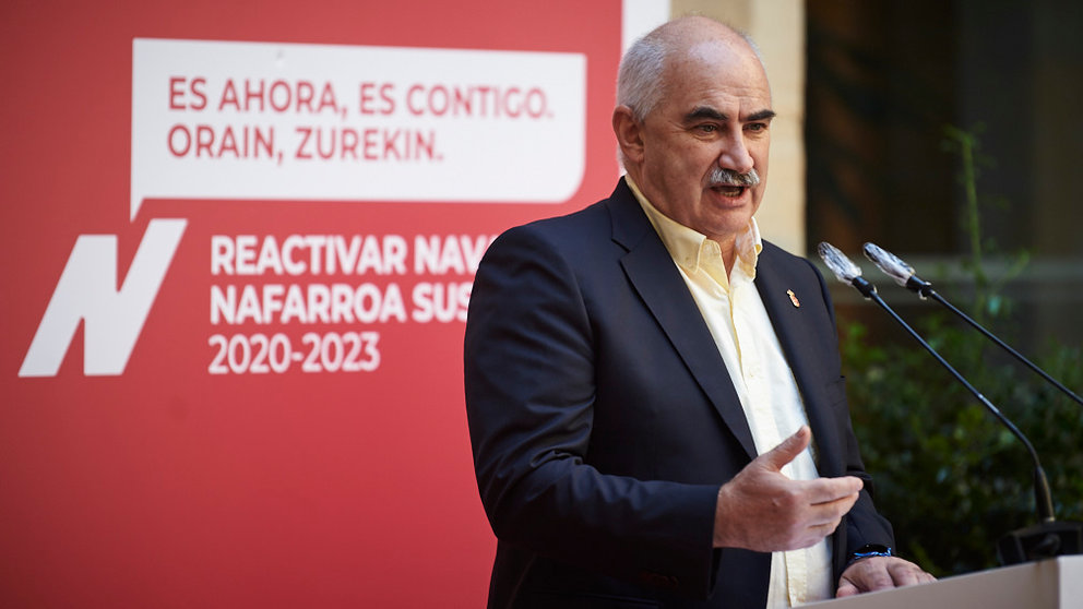 El vicepresidente José María  Aierdi presenta el “Plan Reactivar Navarra”. PABLO LASAOSA