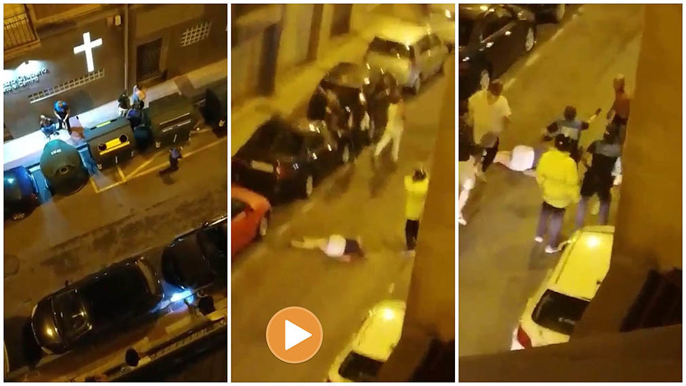 Varias capturas del vídeo de la última agresión en el barrio de La Milagrosa de Pamplona.