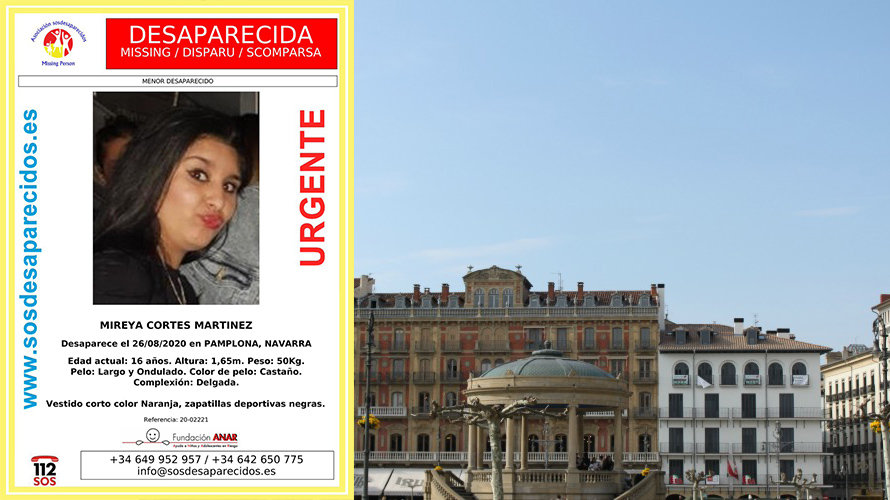 Cartel que anuncia la desaparición de la menor Mireya Cortés en Pamplona. TWITTER