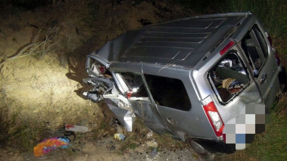 Imagen del accidente ocurrido en Legarda en el que ha fallecido un vecino de Pamplona de 37 años. POLICÍA FORAL.
