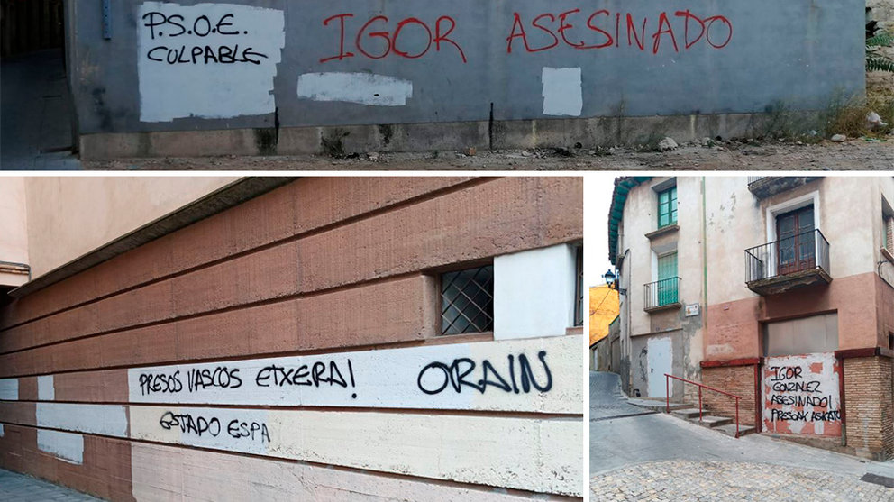 Pintadas en Tudela a favor de los asesinos de ETA CEDIDA
