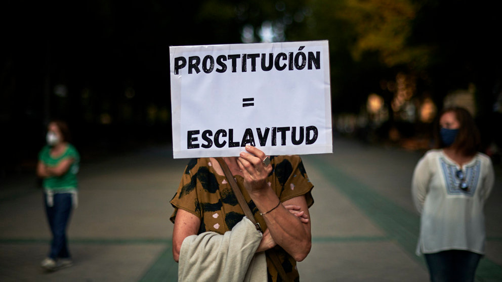 Protesta en Pamplona por la abolición de la prostitución. PABLO LASAOSA