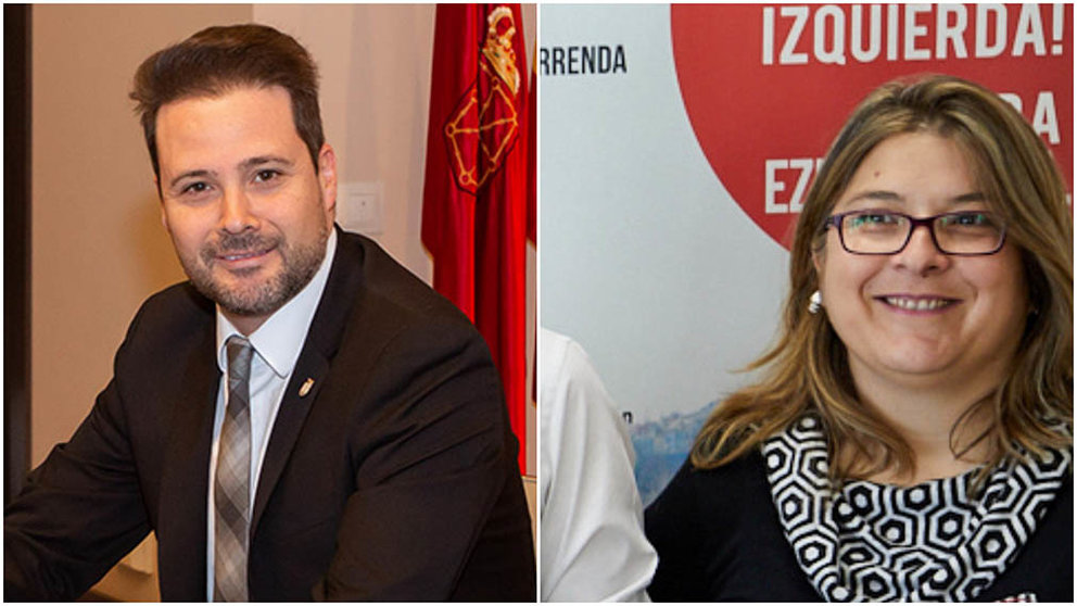 El alcalde de Tudela, Alejandro Toquero, y la concejal de I-E, Olga Risueño.