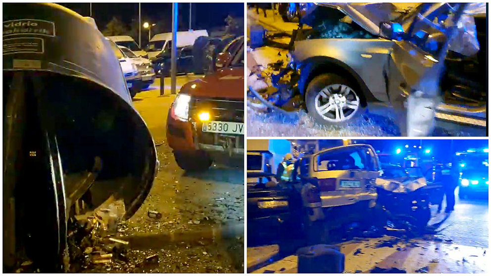 Un coche arrolla a cinco vehículos en un accidente ocurrido en Zizur Mayor. BOMBEROS DE NAVARRA