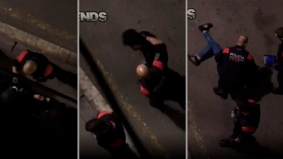 Imágenes del vídeo en el que un Mosso d'Esquadra golpea a un joven para disolver un botellón INSTAGRAM BCNLEGENDSS