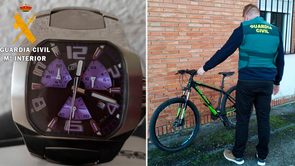 Reloj de cuarzo y bicileta robada por un vecino de Viana GUARDIA CIVIL