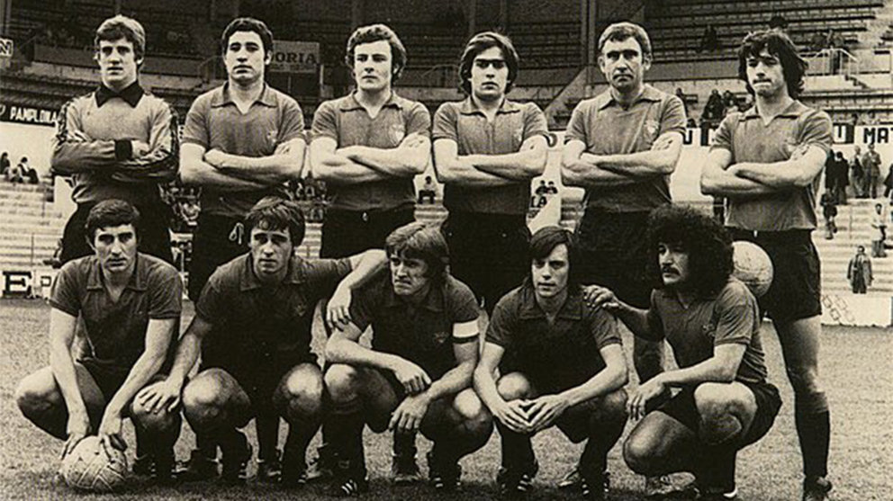 Equipo titular de osasuna en la temporada 1976-77 en Tercera división. Cedida.