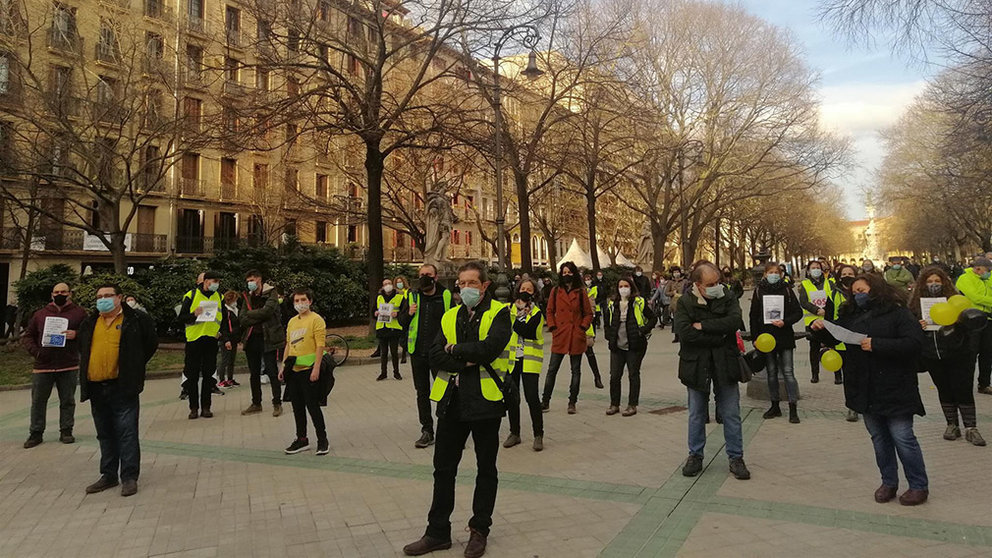 Concentración de trabajadores públicos temporales en Pamplona. EUROPA PRESS