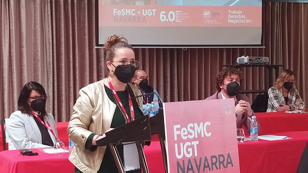 Amaia Villanueva en el congreso de la FeSMC. UGT