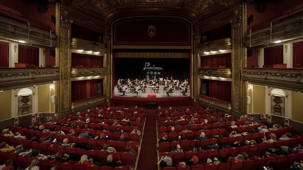 La Banda de Música ‘La Pamplonesa’ encara el ecuador de su primer ciclo de conciertos del año en el Teatro Gayarre. CEDIDA