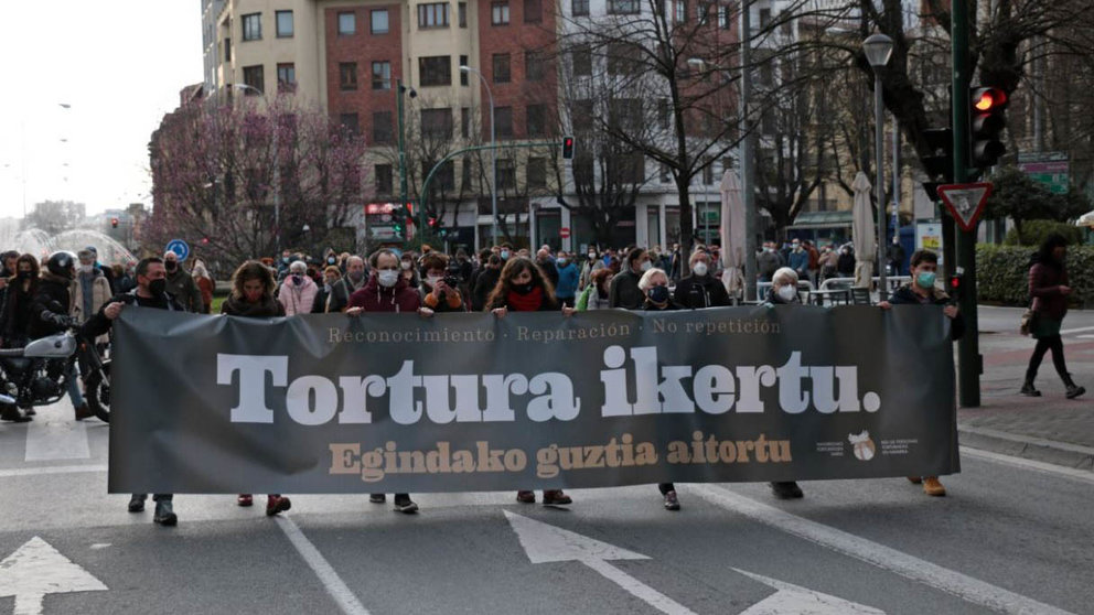 Imagen de la manifestación. RED DE PERSONAS TORTURADAS DE NAVARRA