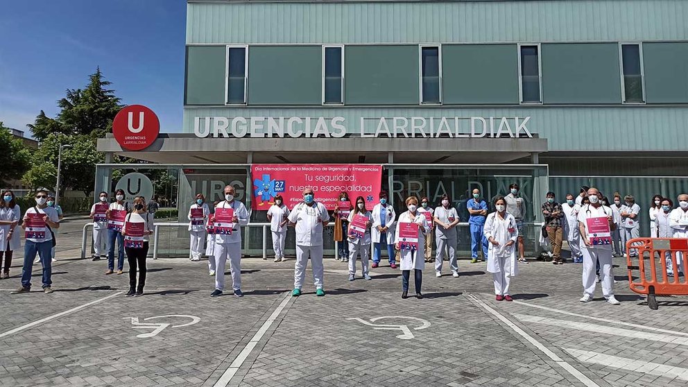 Profesionales de Urgencias de Navarra se concentran para reclamar el reconocimiento de su especialidad. CEDIDA