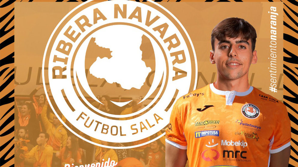 Imagen de Carlos Bartolomé como nuevo jugador del equipo navarro. Ribera Navarra FS.