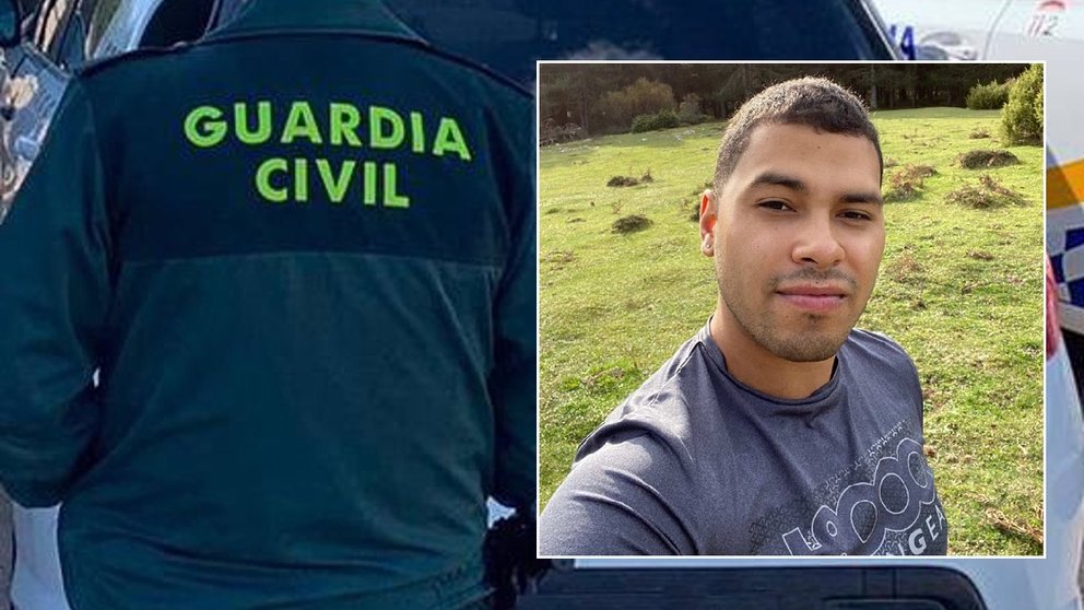 Montaje de una patrulla de la Guardia Civil y Daniel Fernando Ahumada Sola, desparecido en Tierra Estella. GUARDIA CIVIL