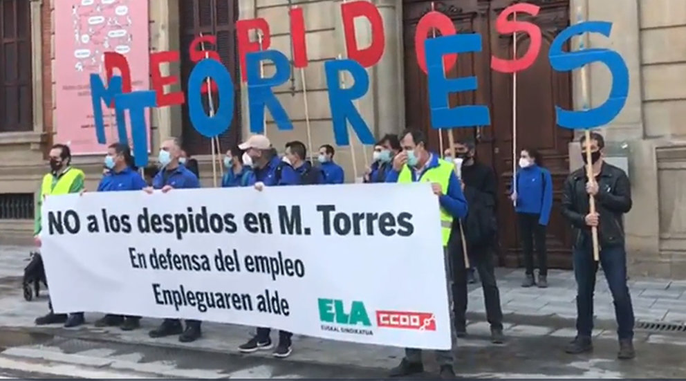 Manifestación de trabajadores de MTorres en contra del ERE presentado por la empresa. ARCHIVO