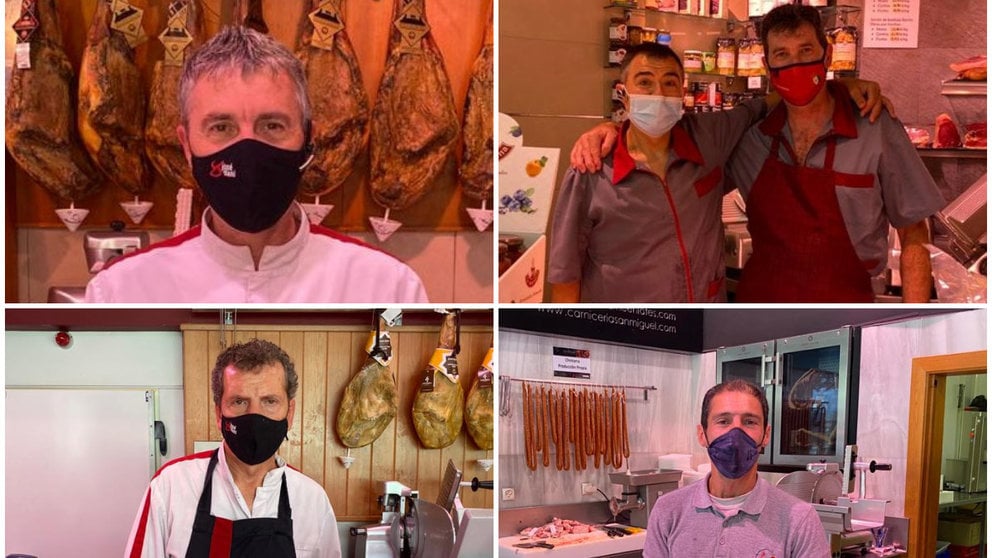 Varios carniceros de locales ubicados en Pamplona. ARCHIVO