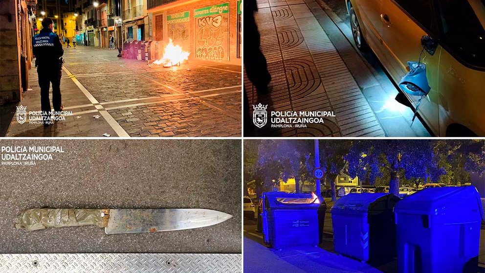 Diversos incidentes registrados en Pamplona durante este pasado fin de semana. POLICÍA MUNICIPAL DE PAMPLONA