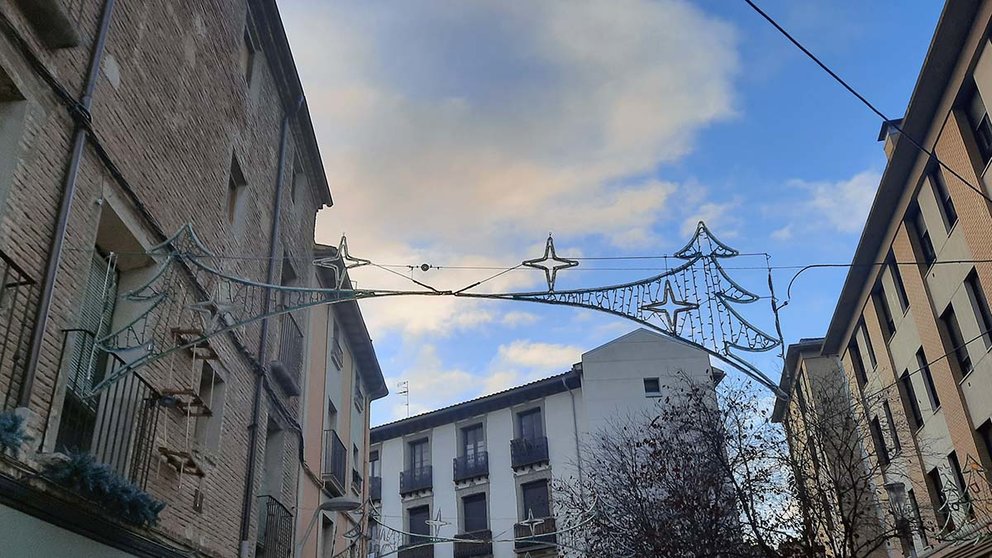 Detalle de las luces de Navidad que se han instalado en Tudela. AYUNTAMIENTO DE TUDELA