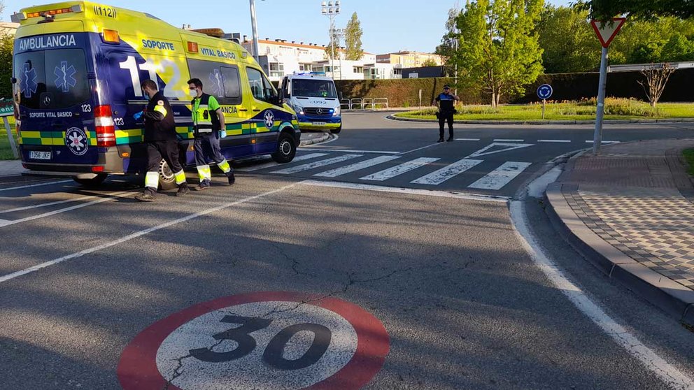 Lugar del atropello a dos peatones en el barrio de Mendillorri en Pamplona. - POLICÍA MUNICIPAL DE PAMPLONA