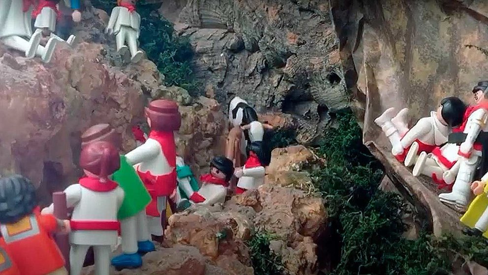 Fotograma del video de las fiestas de Falces en el que se recrea el encierro del Pilón.