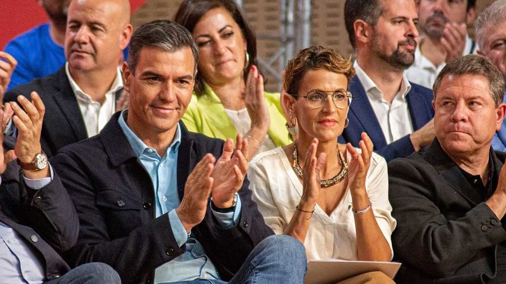 El presidente del Gobierno, Pedro Sánchez, junto con la presidenta de Navarra, María Chivite. - PSN