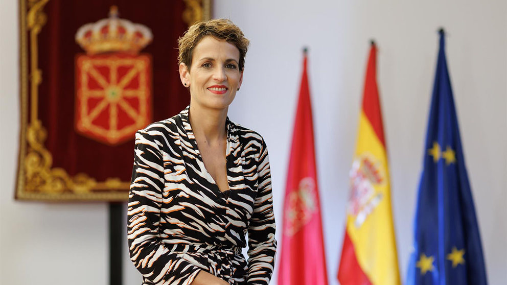 La presidenta de Navarra, María Chivite, en su mensaje de fin de año. GOBIERNO DE NAVARRA