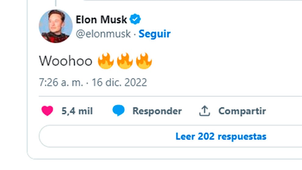 La respuesta de Elon Musk a la firma navarra Tweet Biders. TWITTER