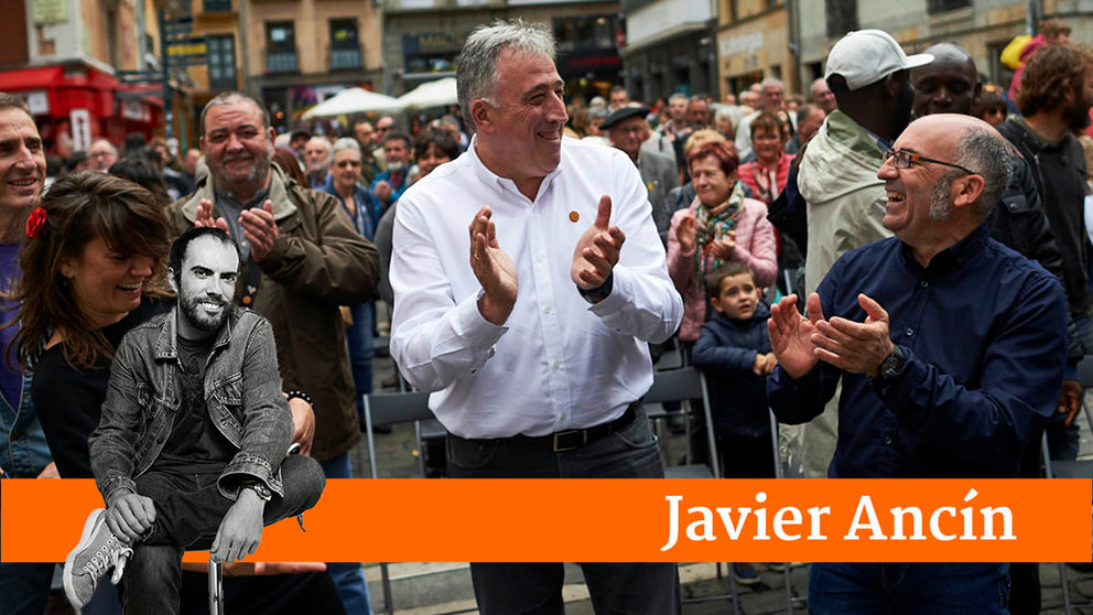 Acto central de la campaña de EH Bildu Iruñea con la intervención del candidato a la Alcaldía del Ayuntamiento de Pamplona, Joseba Asiron