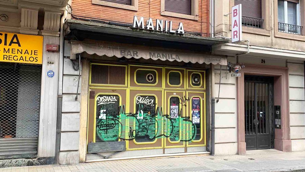 Fachada del antiguo bar Manila en la calle Amaya 24 de Pamplona. Navarra.com