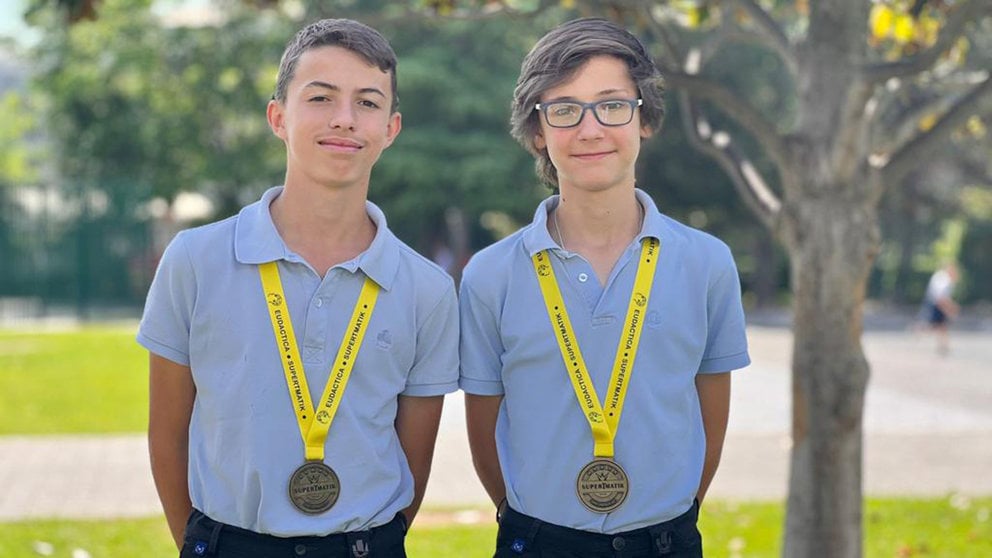 Los alumnos de Miravalles-El Redín Íñigo Sánchez-Carpintero y Juan Pablo Flandes ganan el International Mental Math Competition 2023. CEDIDA