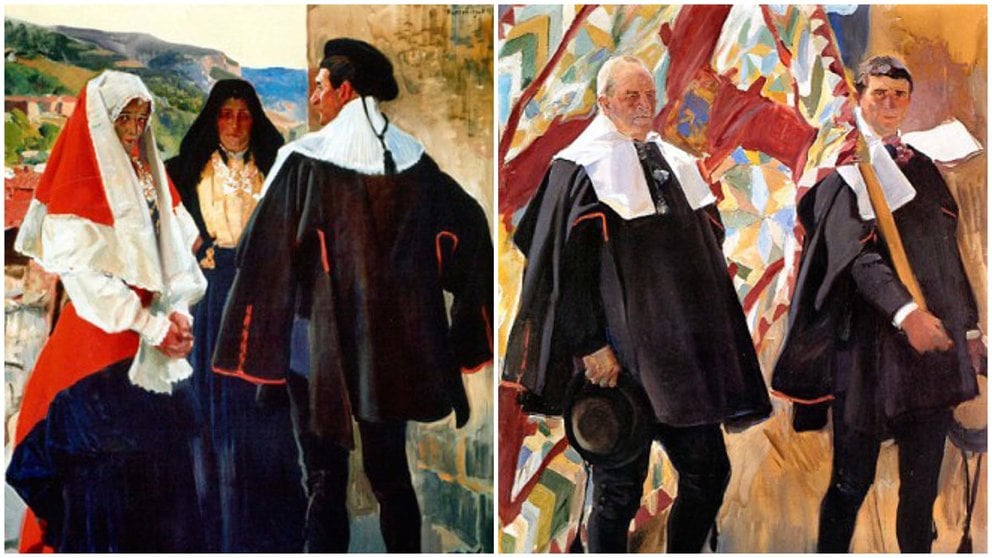 Cuadros de Sorolla sobre Roncal y sus gentes que el pinto llevó a cabo en su serie 'Visión de España'.