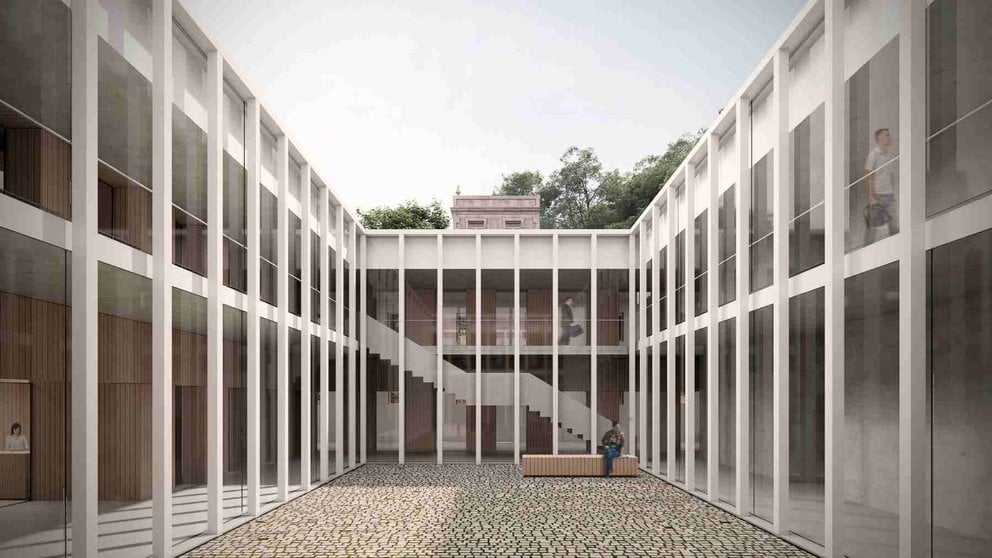 Render de la propuesta de los estudios de arquitectura navarros para la rehabilitación del edificio Siemens para Centro de Investigaciones
Marinas de la Universidad de Vigo. CEDIDA