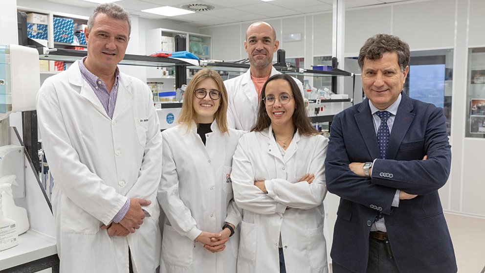 De izquierda a derecha Pedro Berraondo, Leire Arrizabalaga, Fernando Aranda, Ángela Bella e Ignacio Melero, investigadores del Cima Universidad de Navarra. CEDIDA