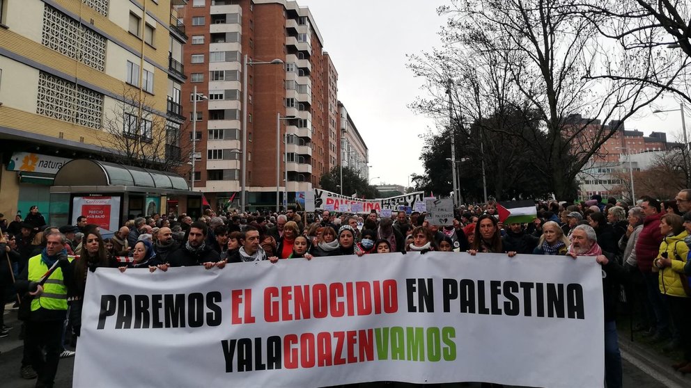 Manifestación en Pamplona en apoyo al pueblo palestino. EUROPA PRESS