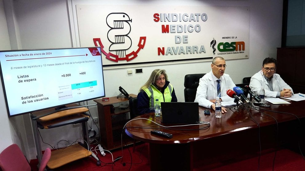 El Sindicato Médico de Navarra informa en rueda de prensa sobre "el grave empeoramiento de la sanidad en Navarra". IÑIGO ALZUGARAY
